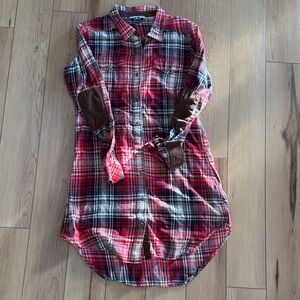 Kavu Red and Blue Plaid Shirt Dress
